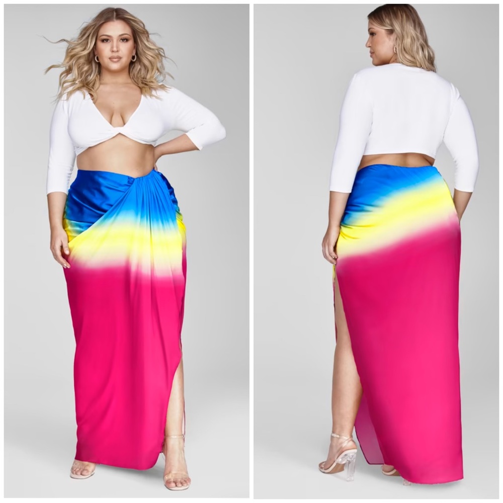 NWOT Garnerstyle X FTF Renee Tie Dye Rainbow Maxi Skirt 2X‎ Resortwear Beach